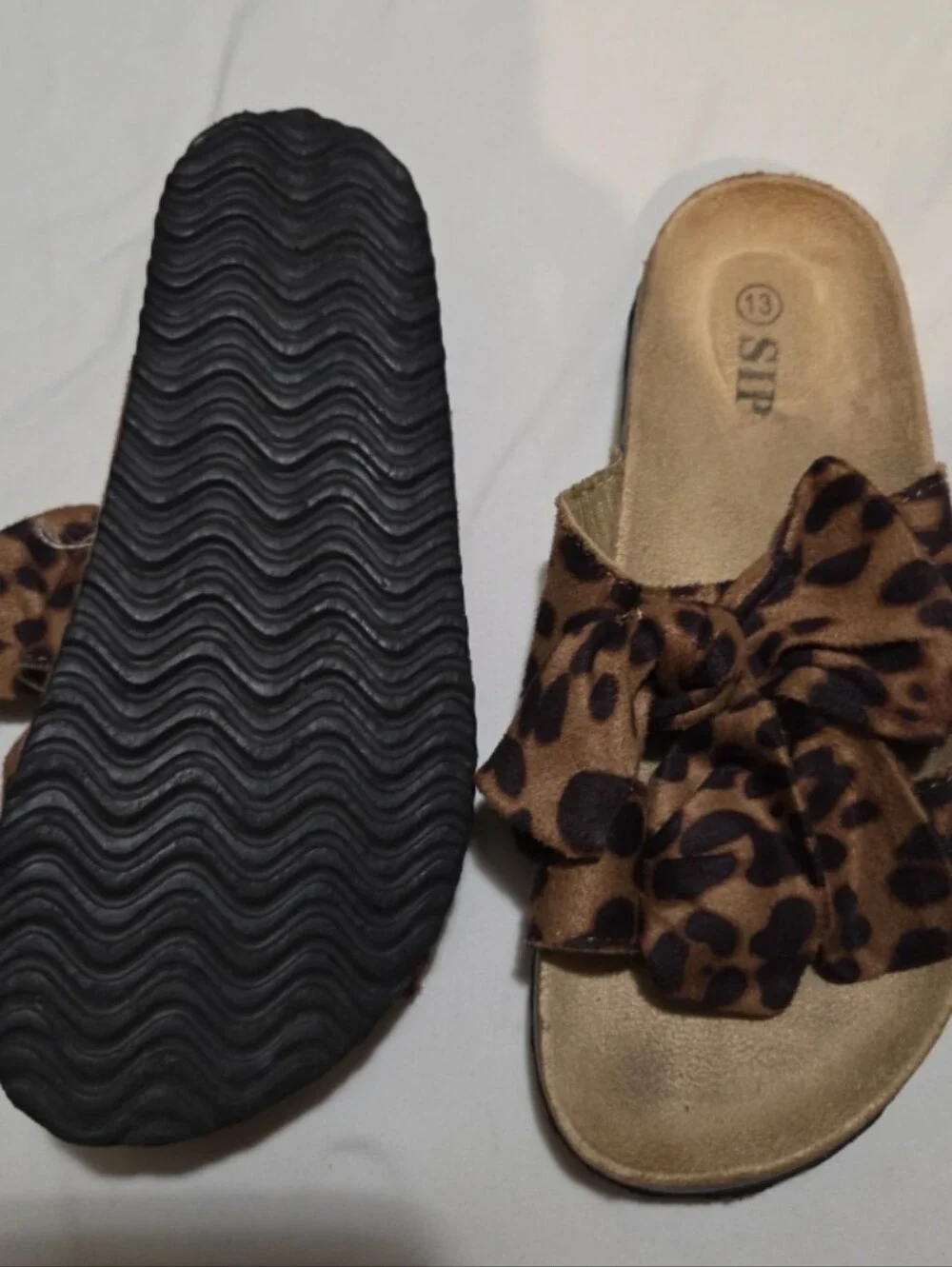 Sip older girl size 13 cheetah sandal slides #06